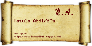 Matula Abdiás névjegykártya